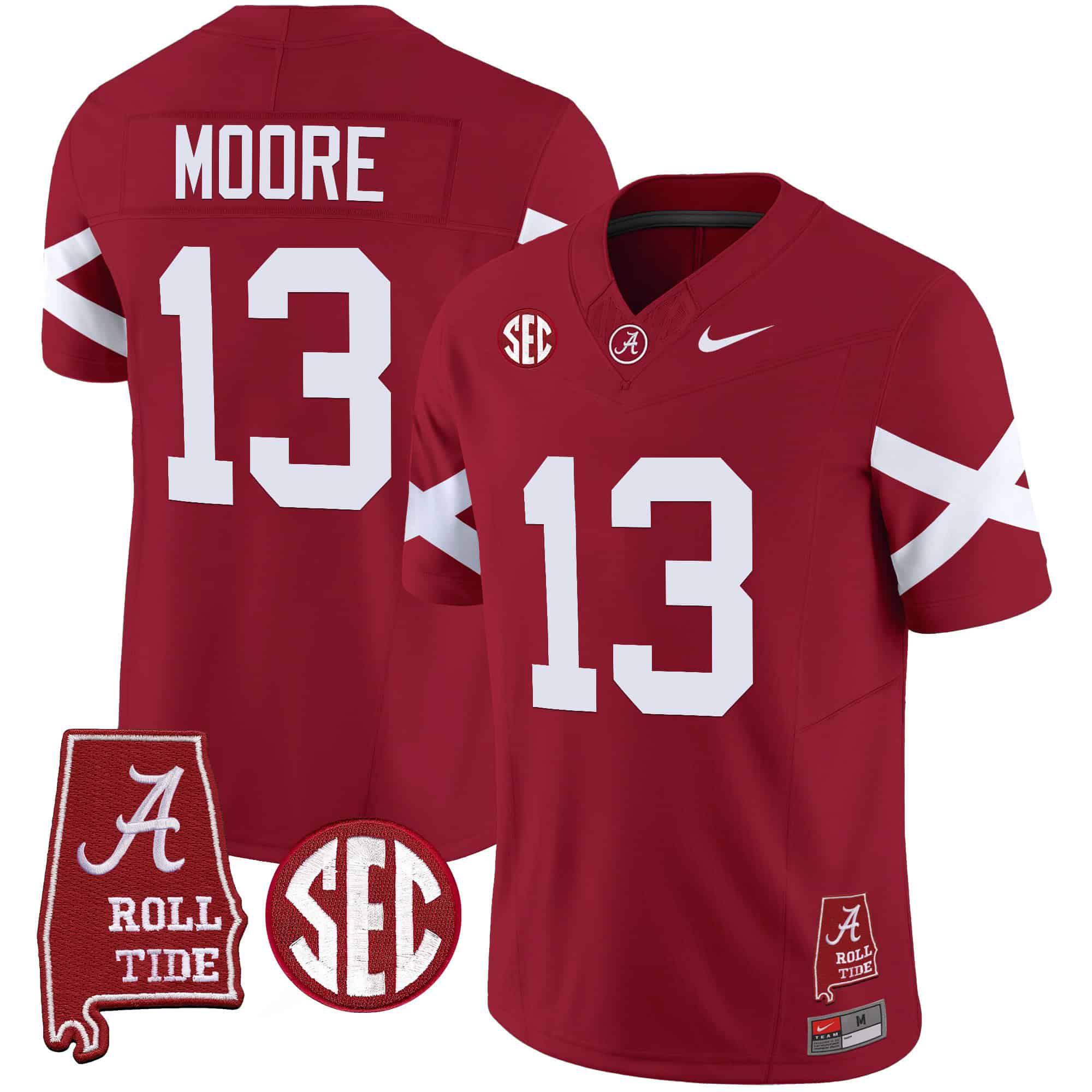 Men Alabama Crimson Tide #13 Moore Red Map Vapor Limited 2024 Nike NCAA Jersey->indianapolis colts->NFL Jersey